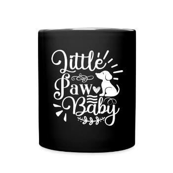 Kleines Pfotenbaby - Welpe und Herz - Tasse einfarbig - Schwarz - Vorne