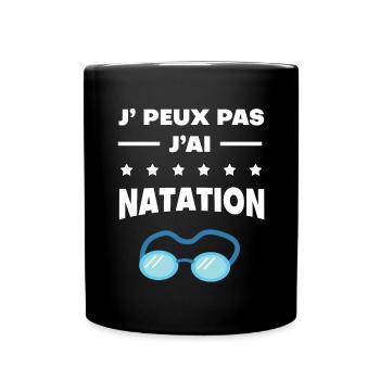 Je peux pas j'ai natation lunettes - Mug uni - noir - Devant