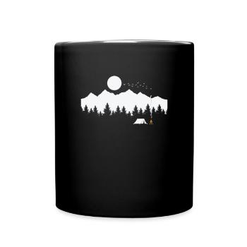 Camping avec tente et feu de camp vacances - Mug uni - noir - Devant