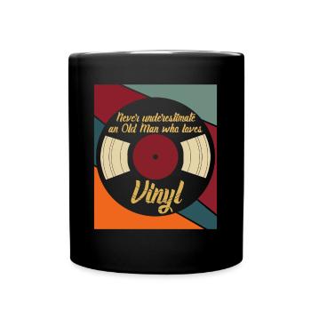 Vinyl Retro Vintage Schallplatte - Tasse einfarbig - Schwarz - Vorne