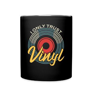 I only trust Vinyl Vintage Schallplatte - Tasse einfarbig - Schwarz - Vorne