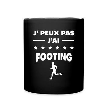 Je peux pas j'ai footing cadeau footing - Mug uni - noir - Devant