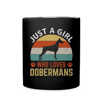 Juste une fille qui aime les dobermans - Chien et pattes - Mug uni - noir - Devant