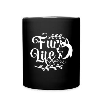 Leben mit Fell - Tasse einfarbig - Schwarz - Vorne