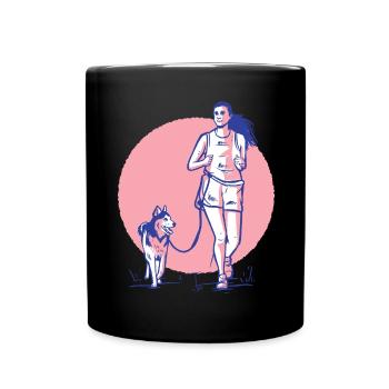 Woman and dog - Full Colour Mug - black - Front