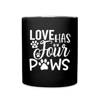 Liebe hat vier Pfoten - Tasse einfarbig - Schwarz - Vorne