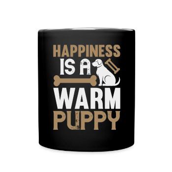 Le bonheur est un chien chaud - chien et os - Mug uni - noir - Devant