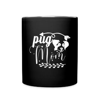 Pug Mama - Arrow - Dog - Hearts - Full Colour Mug - black - Front