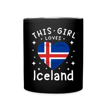 Drapeau de l’Islande Coeur Drapeau islandais Aspect utilisé - Mug uni - noir - Devant