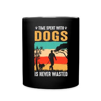 Time spent with dogs is never - Full Colour Mug - black - Front