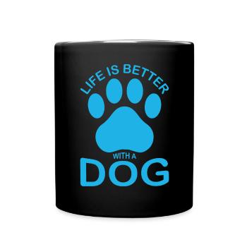 Das Leben ist besser mit einem Hund - blau - Tasse einfarbig - Schwarz - Vorne