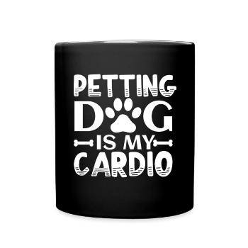 Petting dog is my training - Paw and Bones - Full Colour Mug - black - Front