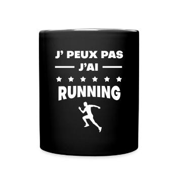 Je peux pas j'ai running cadeau running - Mug uni - noir - Devant