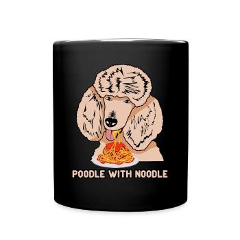 Poodle with Noodle Poodle Pasta Noodles - Full Colour Mug - black - Front