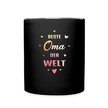 Beste Oma der Welt Großmutter Omi Spruch Muttertag - Tasse einfarbig - Schwarz - Vorne