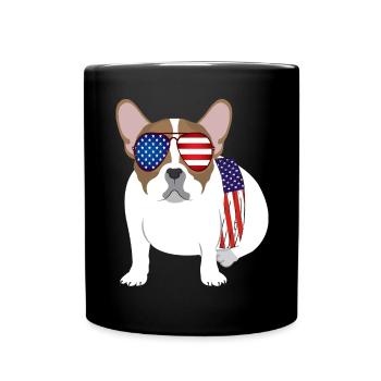 Hund - Amerikaner - Sonnenbrille - Tasse einfarbig - Schwarz - Vorne