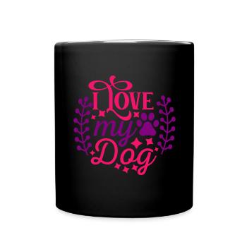 I love my dog - stars and paw - Full Colour Mug - black - Front