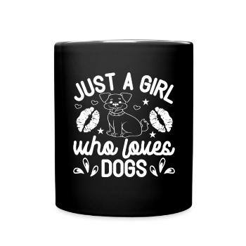 Nur ein Mädchen, das Hunde liebt - Lippen - Sterne - Tasse einfarbig - Schwarz - Vorne
