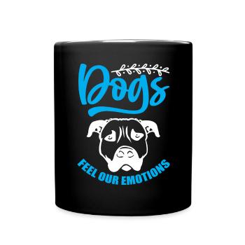 Les chiens ressentent nos sentiments - bleu et blanc - Mug uni - noir - Devant