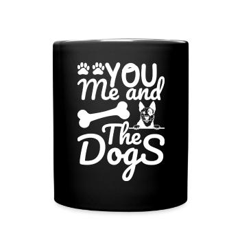 Du, ich und die Hunde - Pfoten - Knochen - Hund - Tasse einfarbig - Schwarz - Vorne