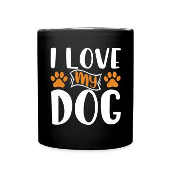 I love my dog - Paws - Full Colour Mug - black - Front