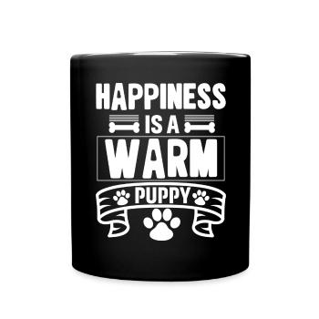 Happiness is a warm puppy - Full Colour Mug - black - Front
