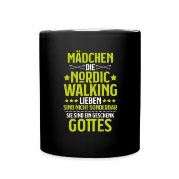 Nordic Walking Nordic Walker Nordic Walken - Tasse einfarbig - Schwarz - Vorne