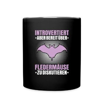 Fledermaus Fledermäuse Bat Bats Fledertier - Tasse einfarbig - Schwarz - Vorne