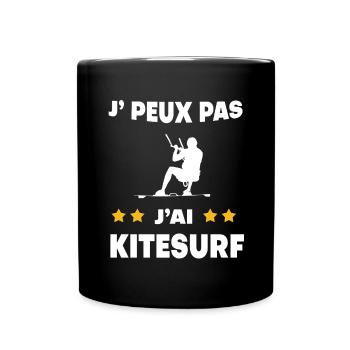 Je peux pas j'ai Kitesurf cadeau kitesurfeur - Mug uni - noir - Devant