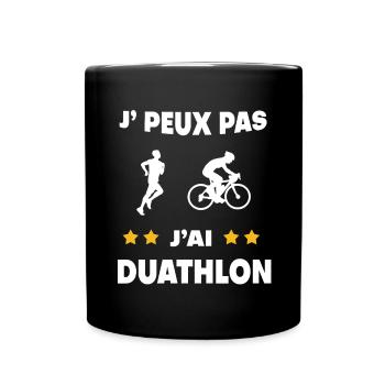 Je peux pas j'ai duathlon cadeau duathlète - Mug uni - noir - Devant