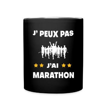 Je peux pas j'ai marathon cadeau coureur - Mug uni - noir - Devant