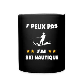 Je peux pas j'ai ski nautique cadeau skieur - Mug uni - noir - Devant