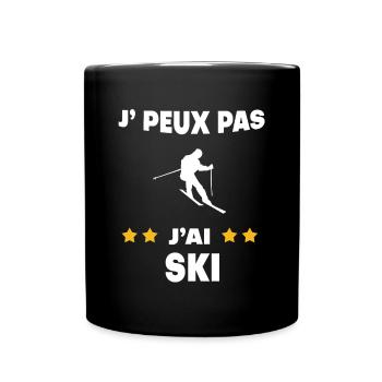 Je peux pas j'ai ski cadeau skieur - Mug uni - noir - Devant