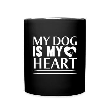 Mein Hund ist mein Herz - Hund und Herz - Tasse einfarbig - Schwarz - Vorne