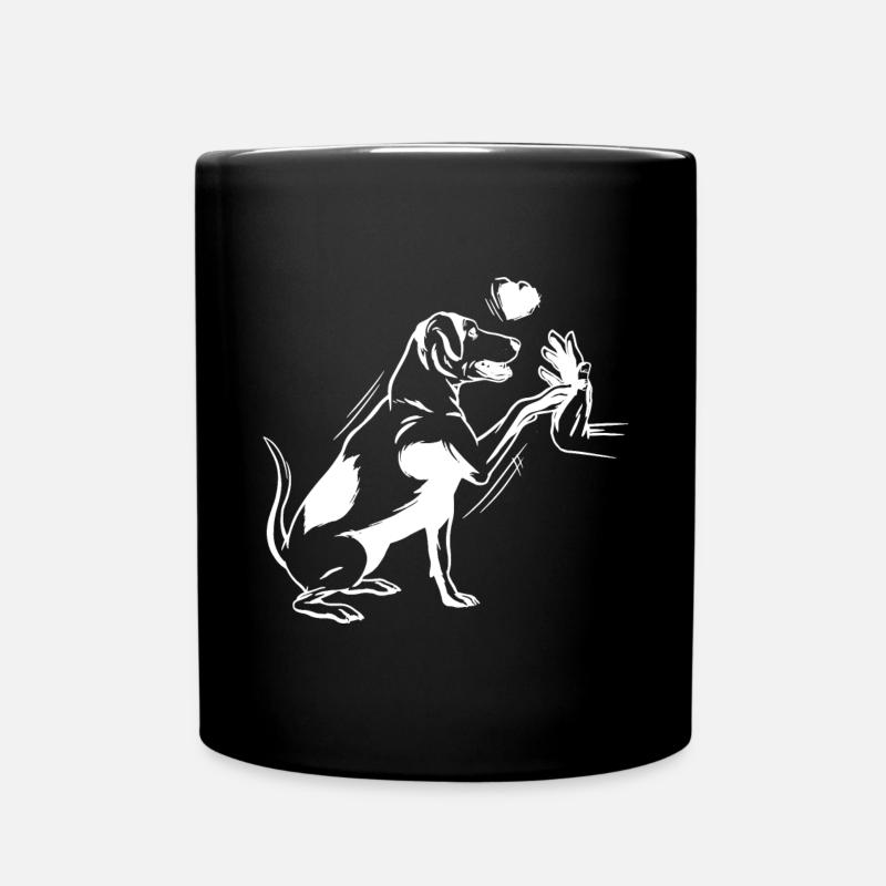 Hund - Herz - Hand - Tasse einfarbig - Schwarz