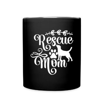 Rettungsmama - Hund und Pfote - Tasse einfarbig - Schwarz - Vorne