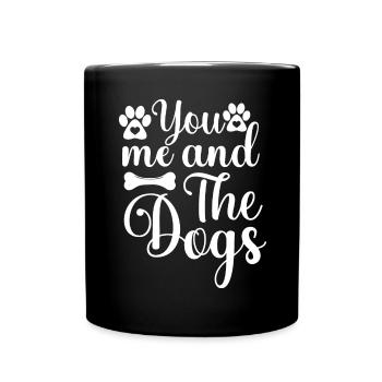 Du, ich und die Hunde - Pfoten und Knochen - Tasse einfarbig - Schwarz - Vorne
