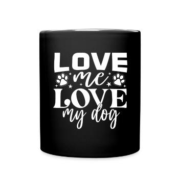 Liebe mich, liebe meinen Hund - Stars and Paws - Tasse einfarbig - Schwarz - Vorne