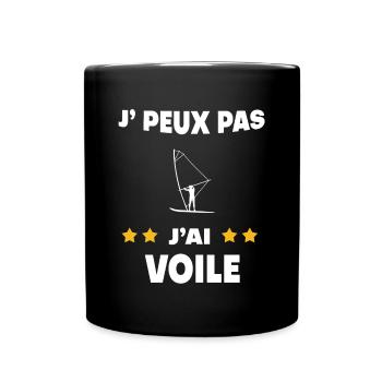 Je peux pas j'ai voile cadeau planchiste - Mug uni - noir - Devant