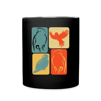 Budgerigar Vintage Budgerigars - Full Colour Mug - black - Front