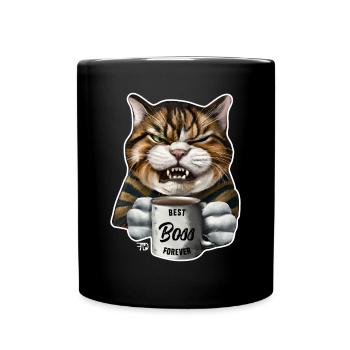 Chat en colère avec tasse meilleur patron - Mug uni - noir - Devant