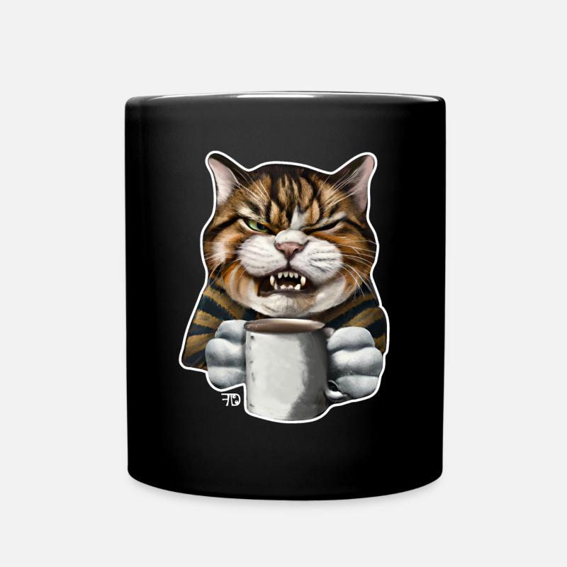 Chat fatigué avec une mauvaise humeur drôle - Mug uni - noir