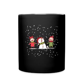 Bonhomme de neige Enfants Chien Anniversaire Noël - Mug uni - noir - Devant