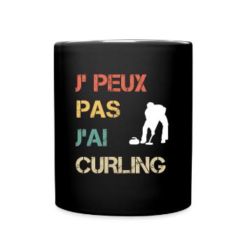 Je peux pas j'ai curling vintage drôle - Mug uni - noir - Devant