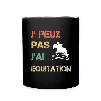 Je peux pas j'ai équitation vintage drôle - Mug uni - noir - Devant