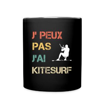 Je peux pas j'ai Kitesurf vintage drôle - Mug uni - noir - Devant