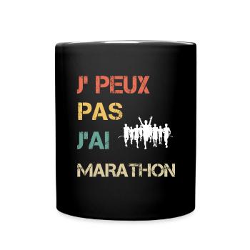 Je peux pas j'ai marathon vintage drôle - Mug uni - noir - Devant