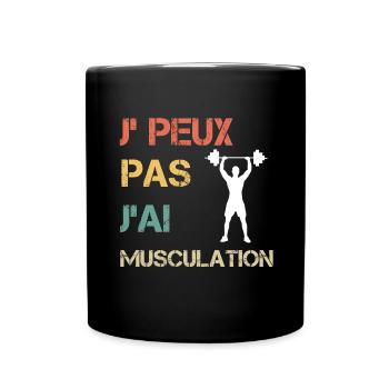Je peux pas j'ai musculation vintage drôle - Mug uni - noir - Devant