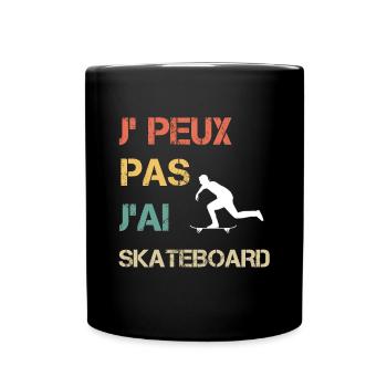 Je peux pas j'ai skateboard vintage drôle - Mug uni - noir - Devant