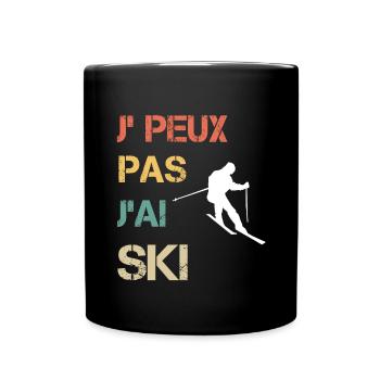 Je peux pas j'ai ski vintage drôle - Mug uni - noir - Devant